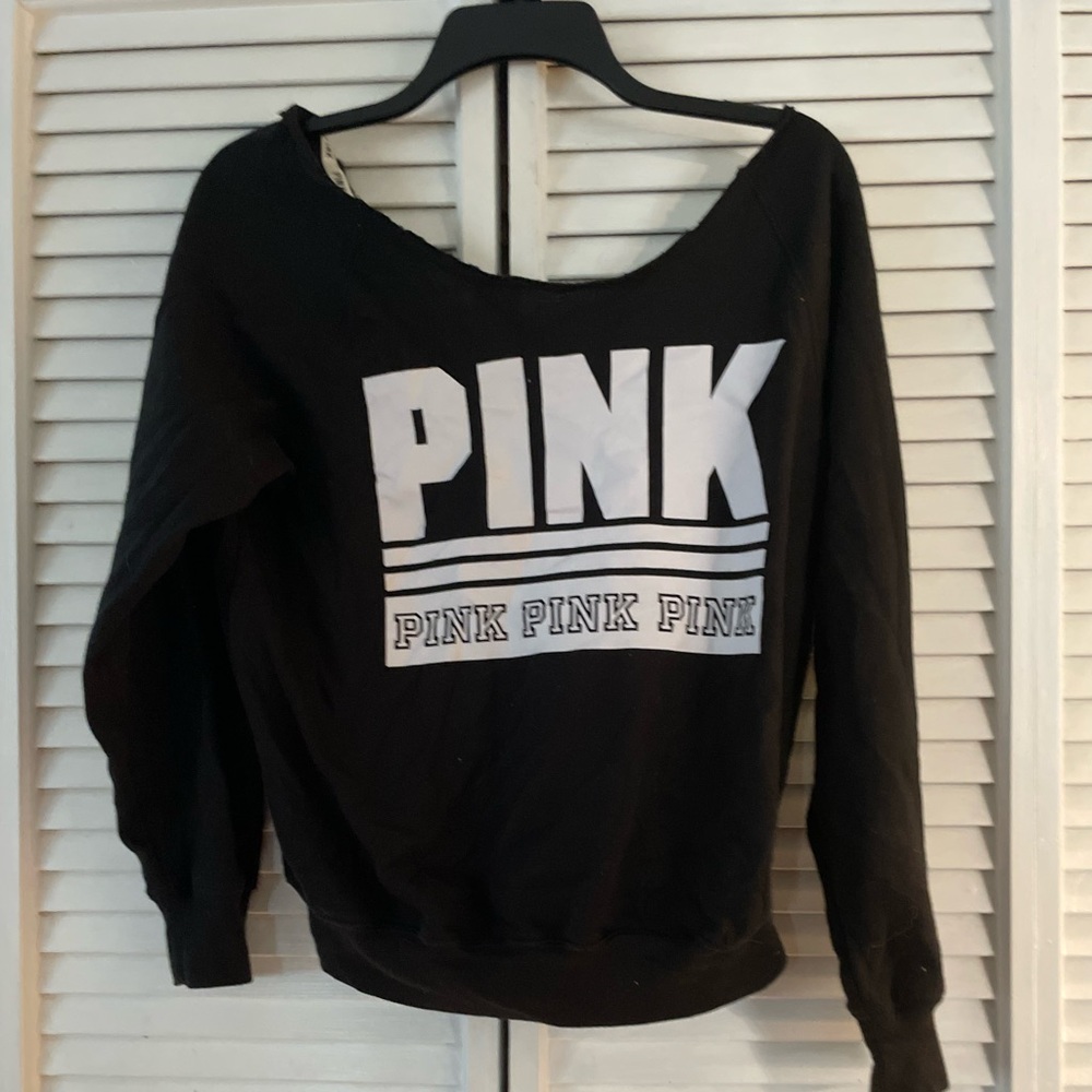Black off the shoulder crewneck